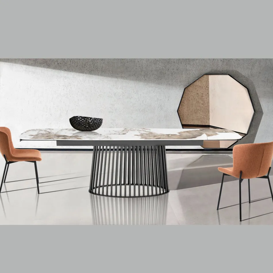 Utdragbart bord till 260 cm i keramik, marmor och metallfinish - Veneto Viadurini