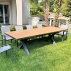 Utdragbart bord 263 cm i aluminium och massiv teak - Lilia Viadurini