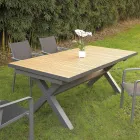 Utdragbart bord 263 cm i aluminium och massiv teak - Lilia Viadurini