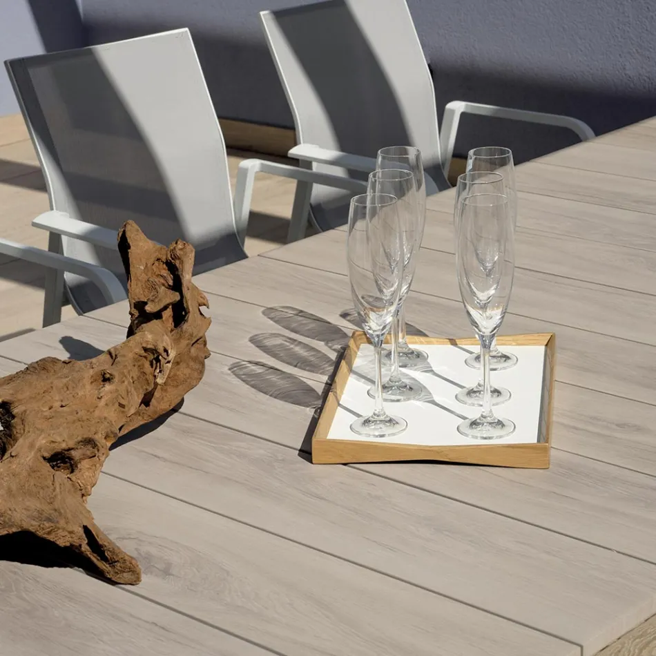 Utdragbart bord till 276 cm med träeffekt i aluminium - Ovara Viadurini