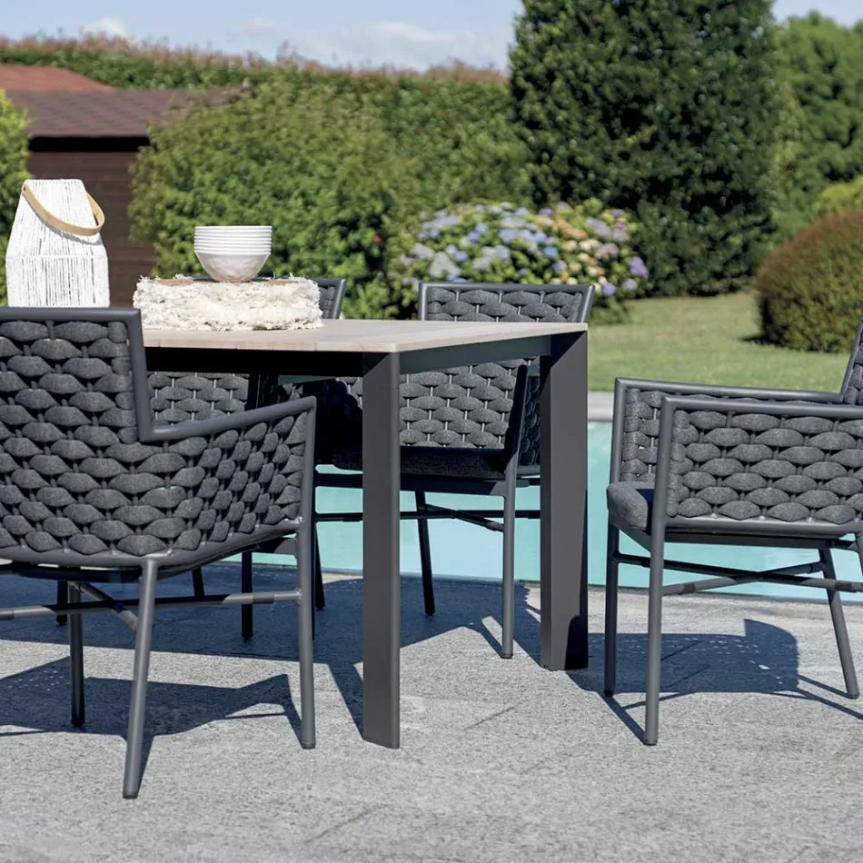 Utdragbart bord till 276 cm med träeffekt i aluminium - Ovara Viadurini