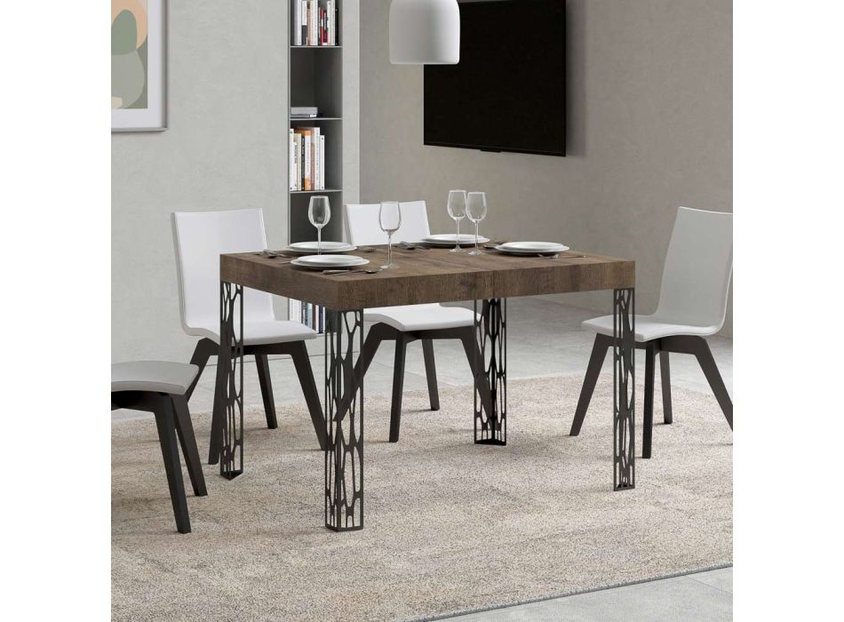 Utdragbart bord till 284 cm i trä och järn Tillverkat i Italien - Fiume Viadurini
