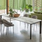 Utdragbart bord till 298 cm i keramik och metall Tillverkat i Italien - Tulpan Viadurini