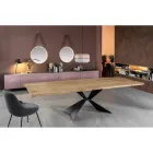 Utdragbart bord till 300 cm med metallunderrede och ekskiva - Marinblå Viadurini