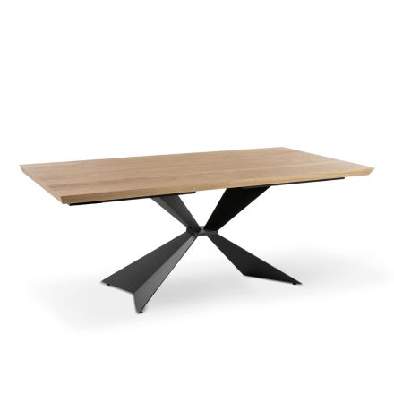 Utdragbart bord till 300 cm med metallunderrede och ekskiva - Marinblå Viadurini