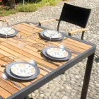 Utdragbart bord till 300 cm med skjutben i aluminium och teak - Felix Viadurini