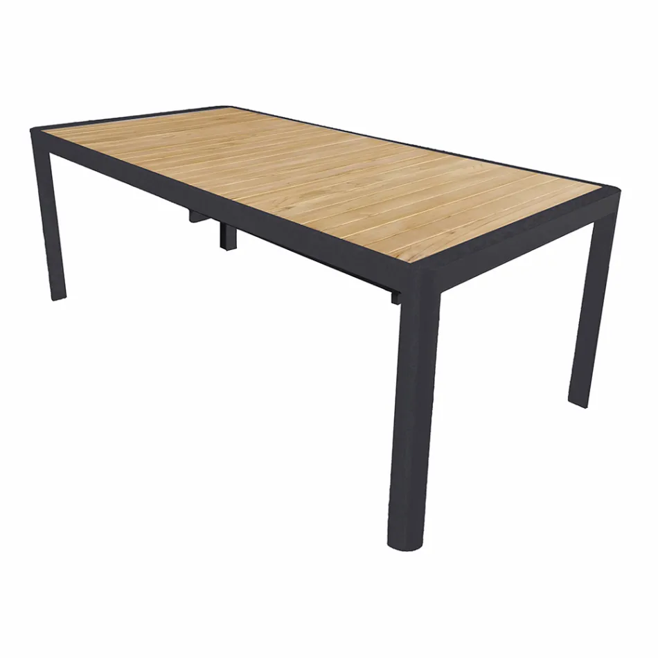 Utdragbart bord till 300 cm med skjutben i aluminium och teak - Felix Viadurini