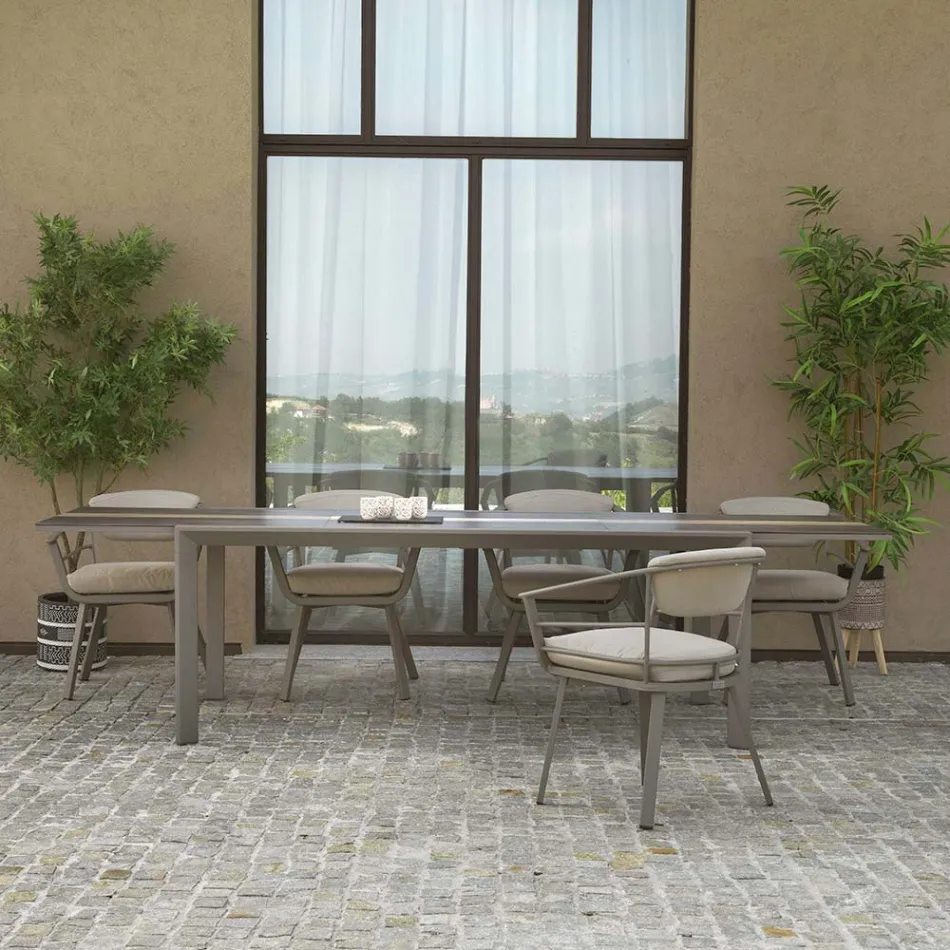 Utdragbart bord 300 cm i aluminium med HPL-skiva - Righello Viadurini