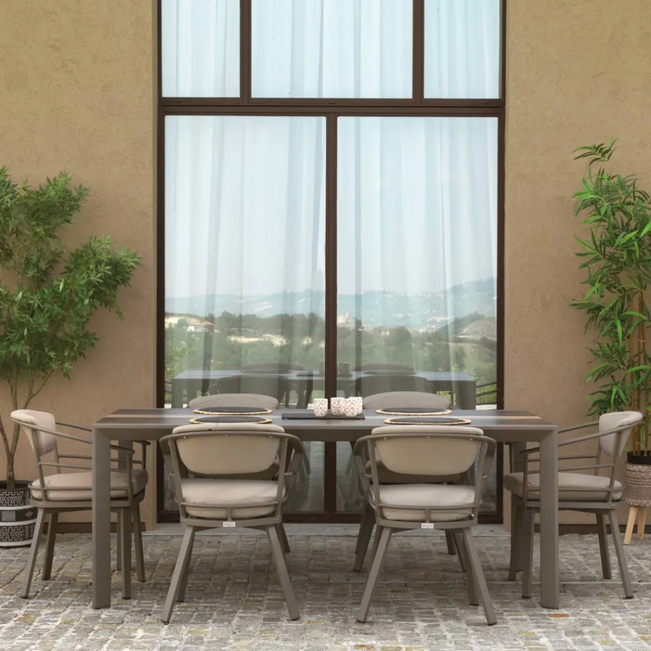 Utdragbart bord 300 cm i aluminium med HPL-skiva - Righello Viadurini