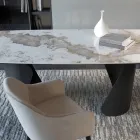 Utdragbart bord 300 cm i metall och sintrad stenskiva - Taviria Viadurini