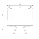 Utdragbart bord till 300 cm i ekfaner och aluminiumunderrede - Travis Viadurini