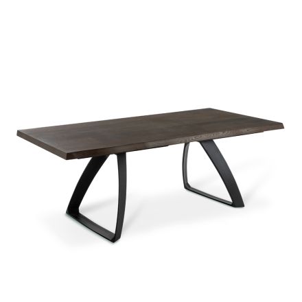 Utdragbart bord till 300 cm i ekfaner och aluminiumunderrede - Travis Viadurini