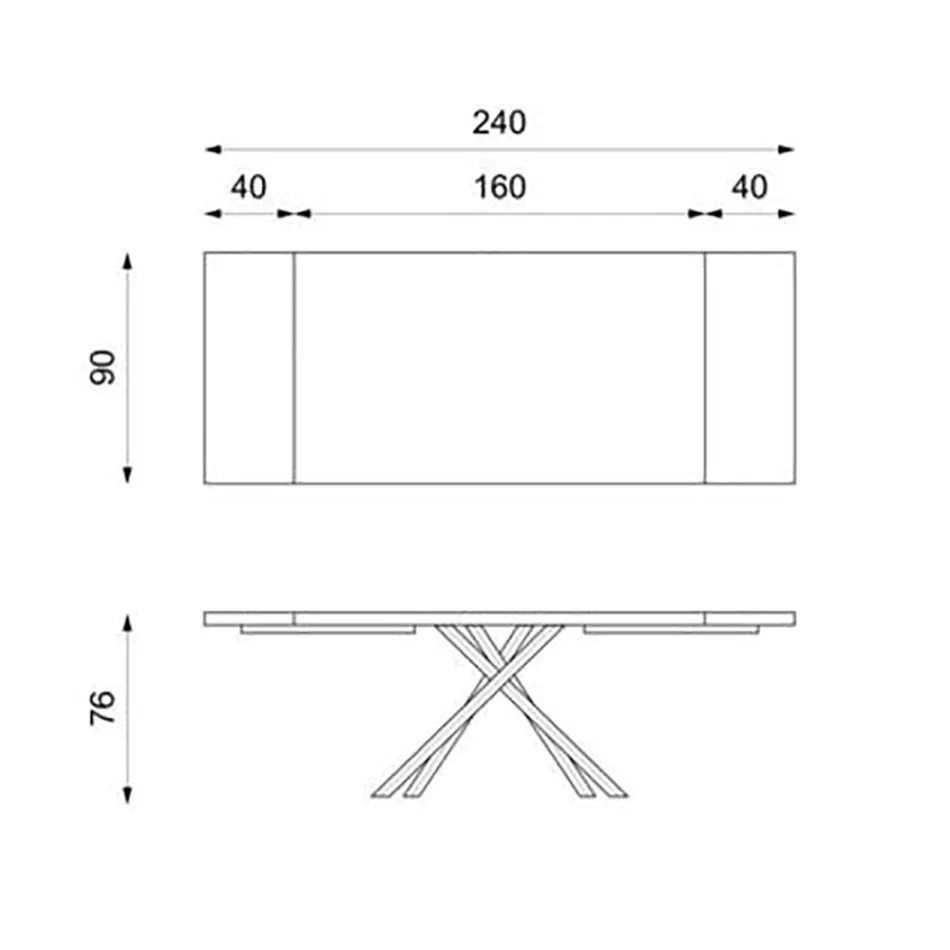 Utdragbart bord till 300 cm i ekfaner och svart metallunderrede - Xino Viadurini