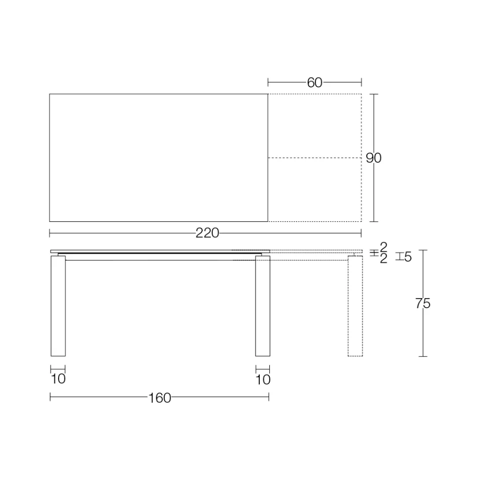 Utdragbart bord 310 cm med laminatskiva och metallunderrede - Spilla Viadurini