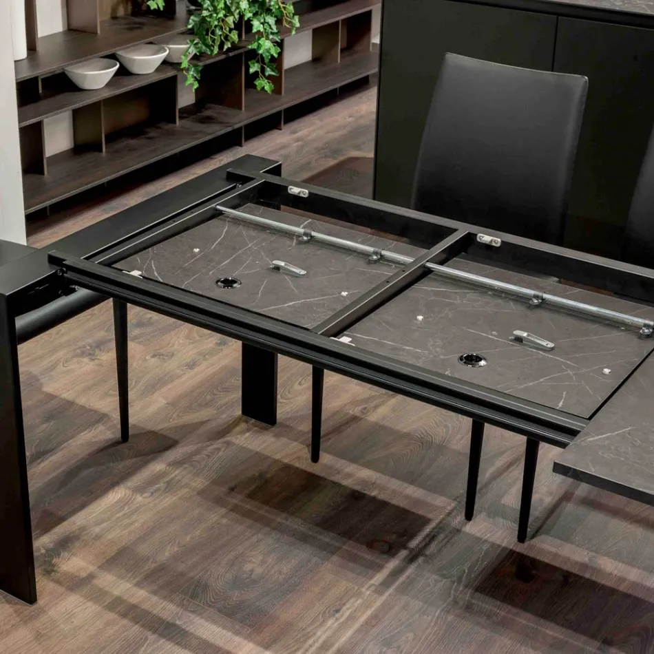 Utdragbart bord 310 cm med laminatskiva och metallunderrede - Spilla Viadurini