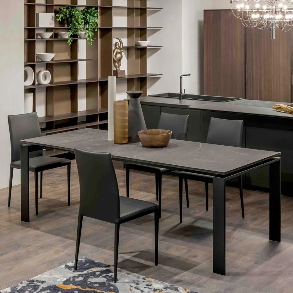 Utdragbart bord 310 cm med laminatskiva och metallunderrede - Spilla Viadurini