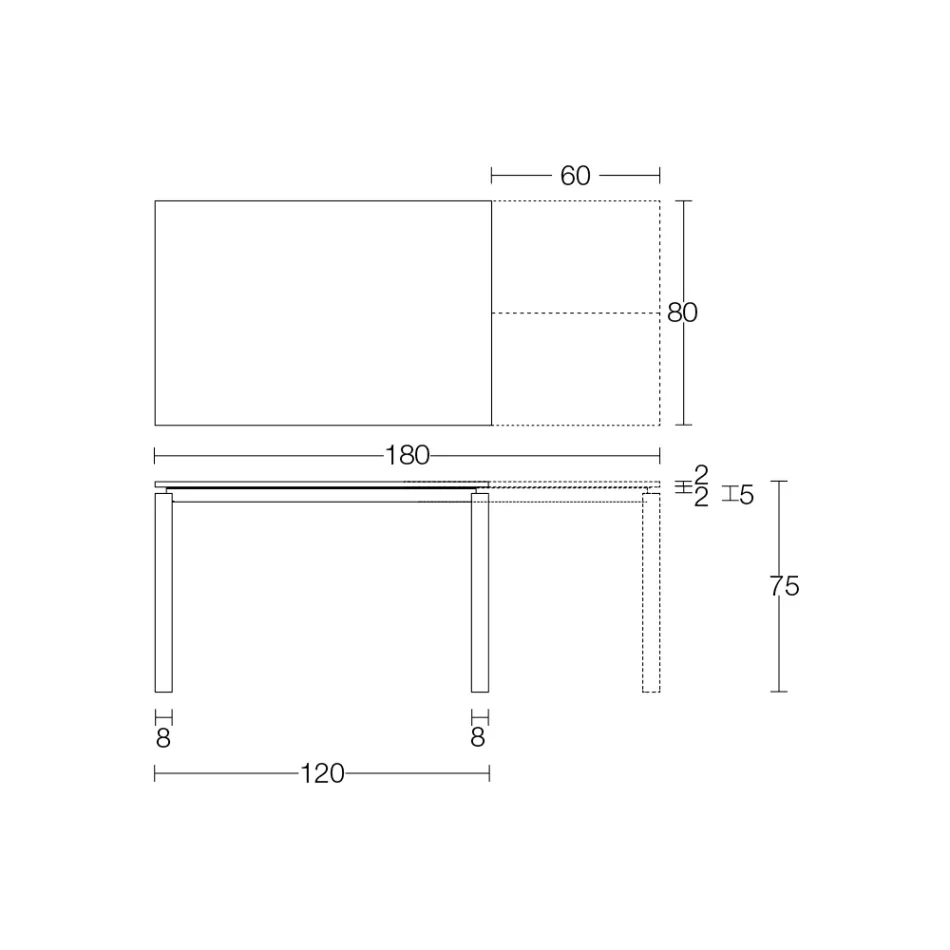 Utdragbart bord 310 cm med laminatskiva och metallunderrede - Spilla Viadurini