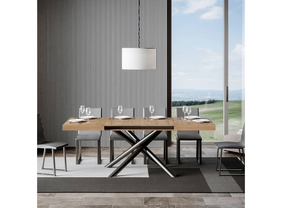 Utdragbart bord till 440 cm med rörformade järnben Made in Italy - Prato Viadurini
