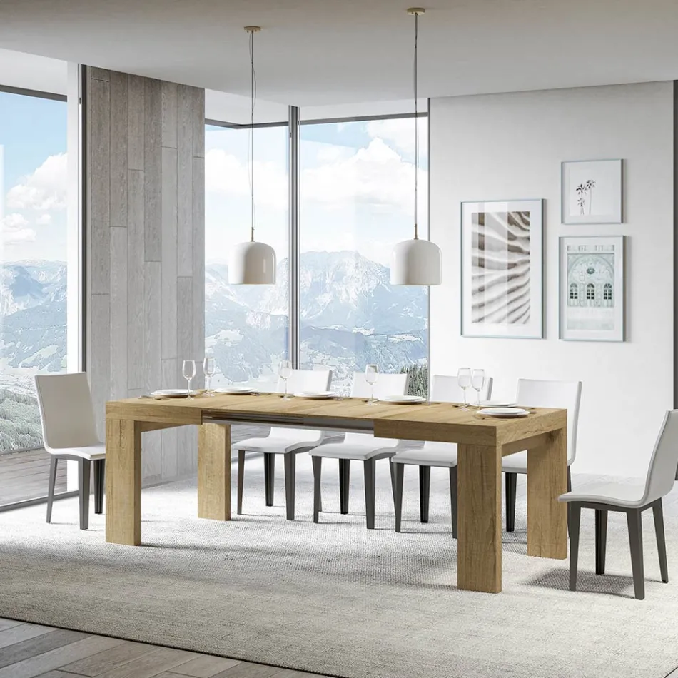 Utdragbart bord till 440 cm i Made in Italy trämikropartiklar - träd Viadurini