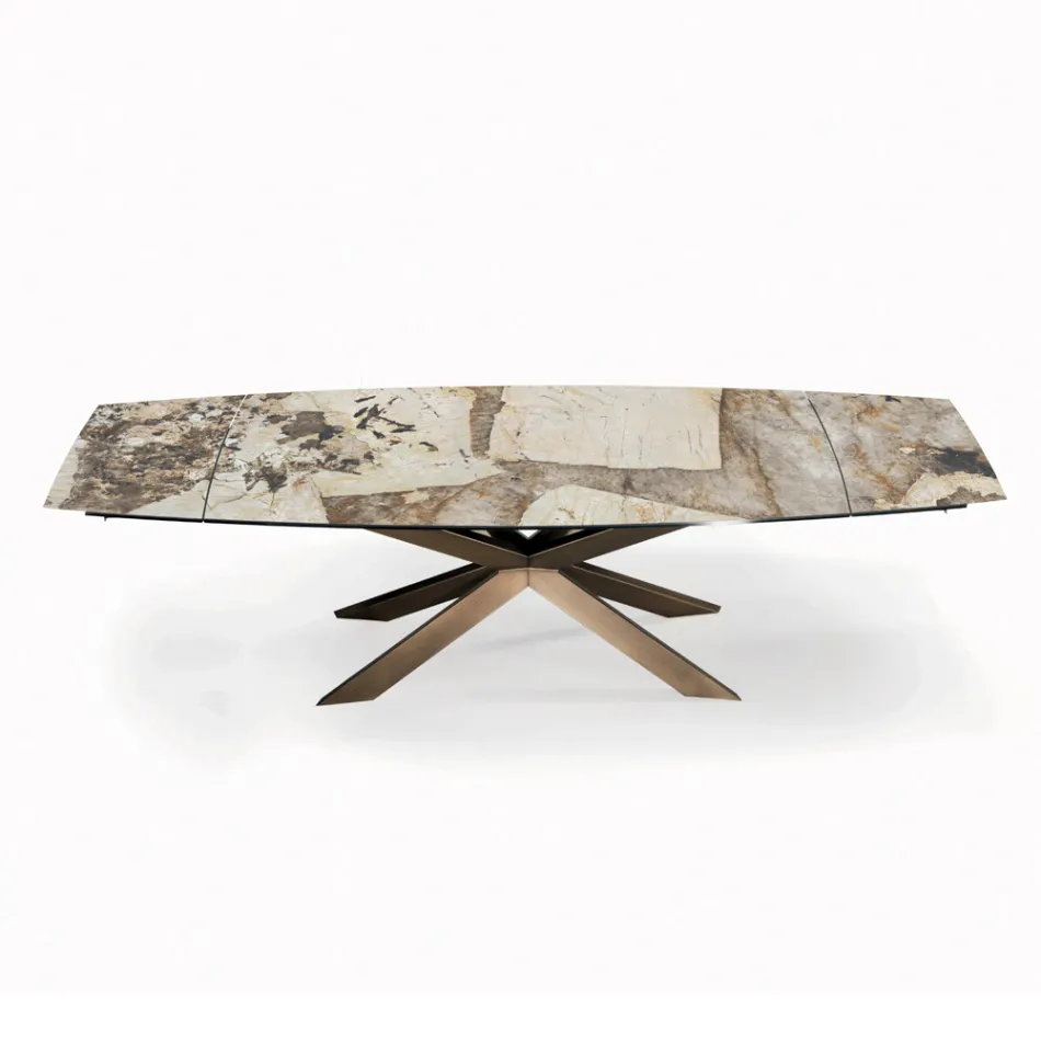 Utdragbart fatformat bord med integrerade förlängningar Made in Italy - Grotta Viadurini