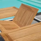 Utdragbart fjärilsbord till 210 cm i aluminium och teakskiva - Incanto Viadurini