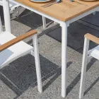 Utdragbart fjärilsbord till 210 cm i aluminium och teakskiva - Incanto Viadurini