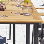 Utdragbart fjärilsbord till 210 cm i aluminium och teakskiva - Incanto Viadurini