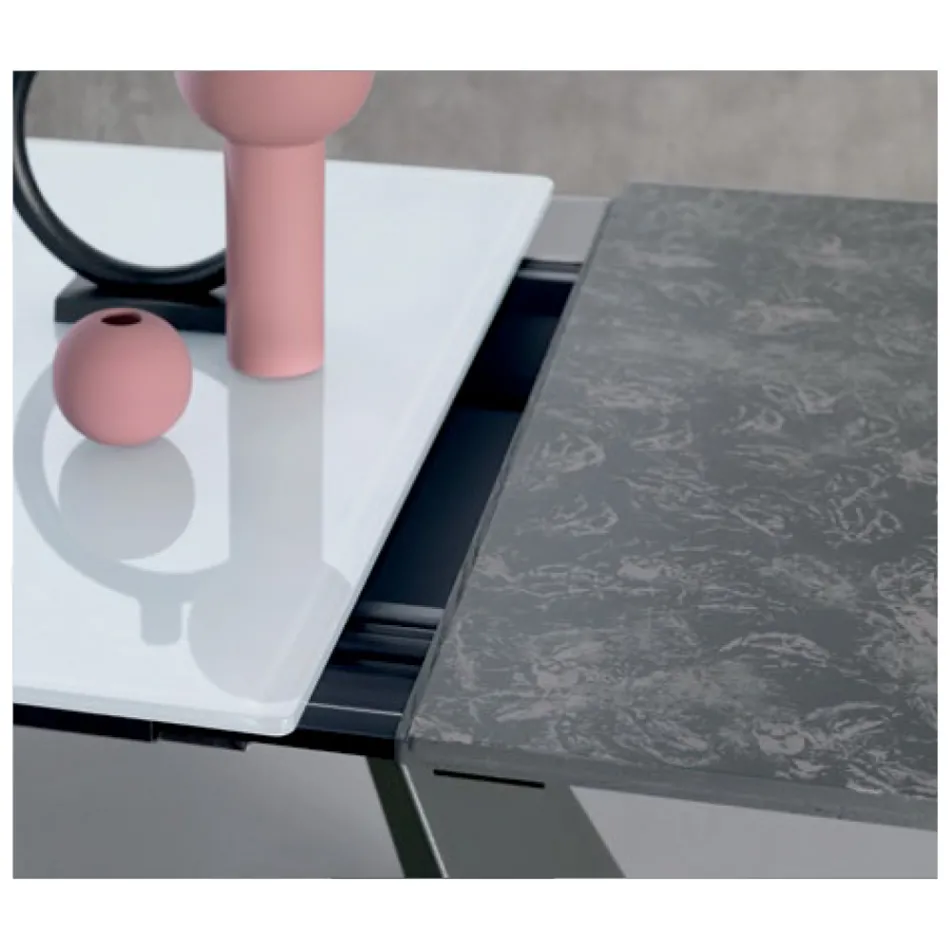 Utdragbart bord med sidoförlängning i mjölkglas - Aperol Viadurini