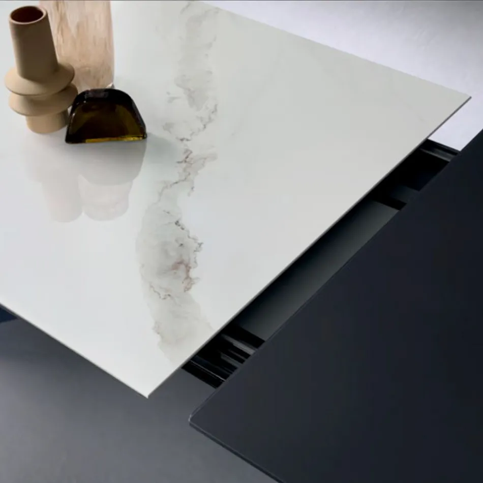 Utdragbart bord med sidoförlängning i glaskeramik - Aperol Viadurini