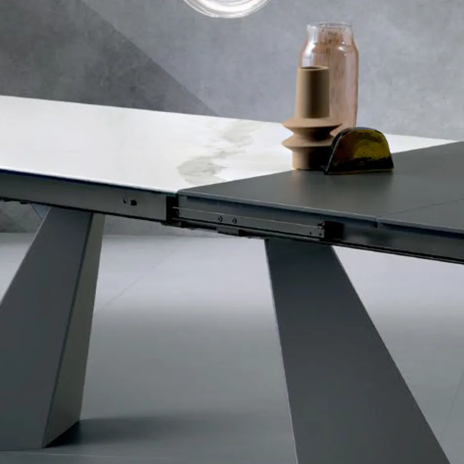 Utdragbart bord med sidoförlängning i glaskeramik - Aperol Viadurini