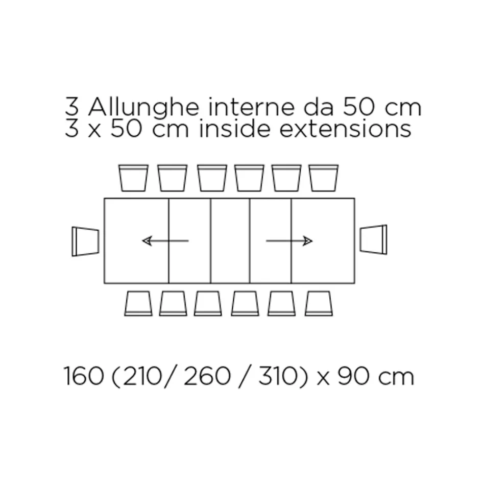 Utdragbart bord med central öppning och vikkant Tillverkat i Italien - Dalmatisk Viadurini