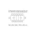 Utdragbart bord med synkroniserad central öppning i laminat - Settimmio Viadurini