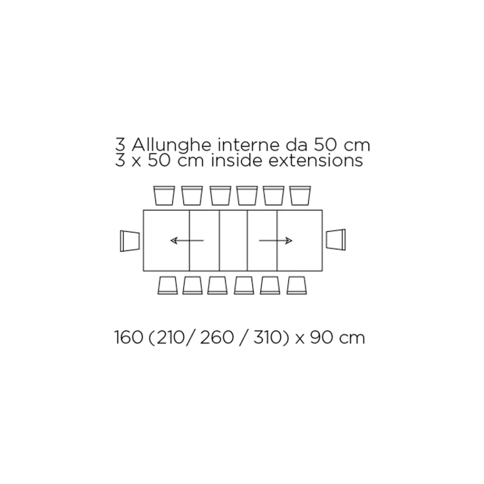 Utdragbart bord med synkroniserad central öppning i laminat - Settimmio Viadurini