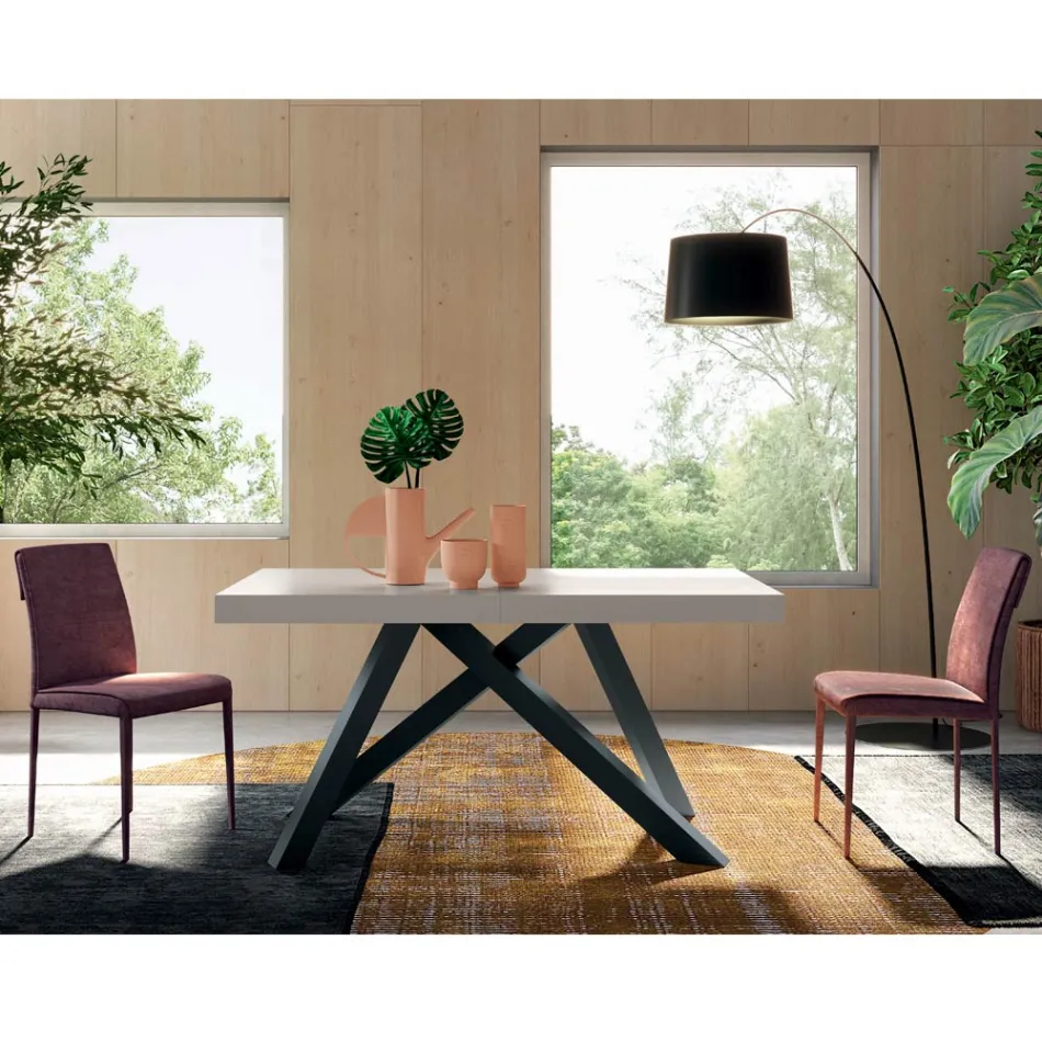 Utdragbart bord med synkroniserad central öppning i laminat - Settimmio Viadurini