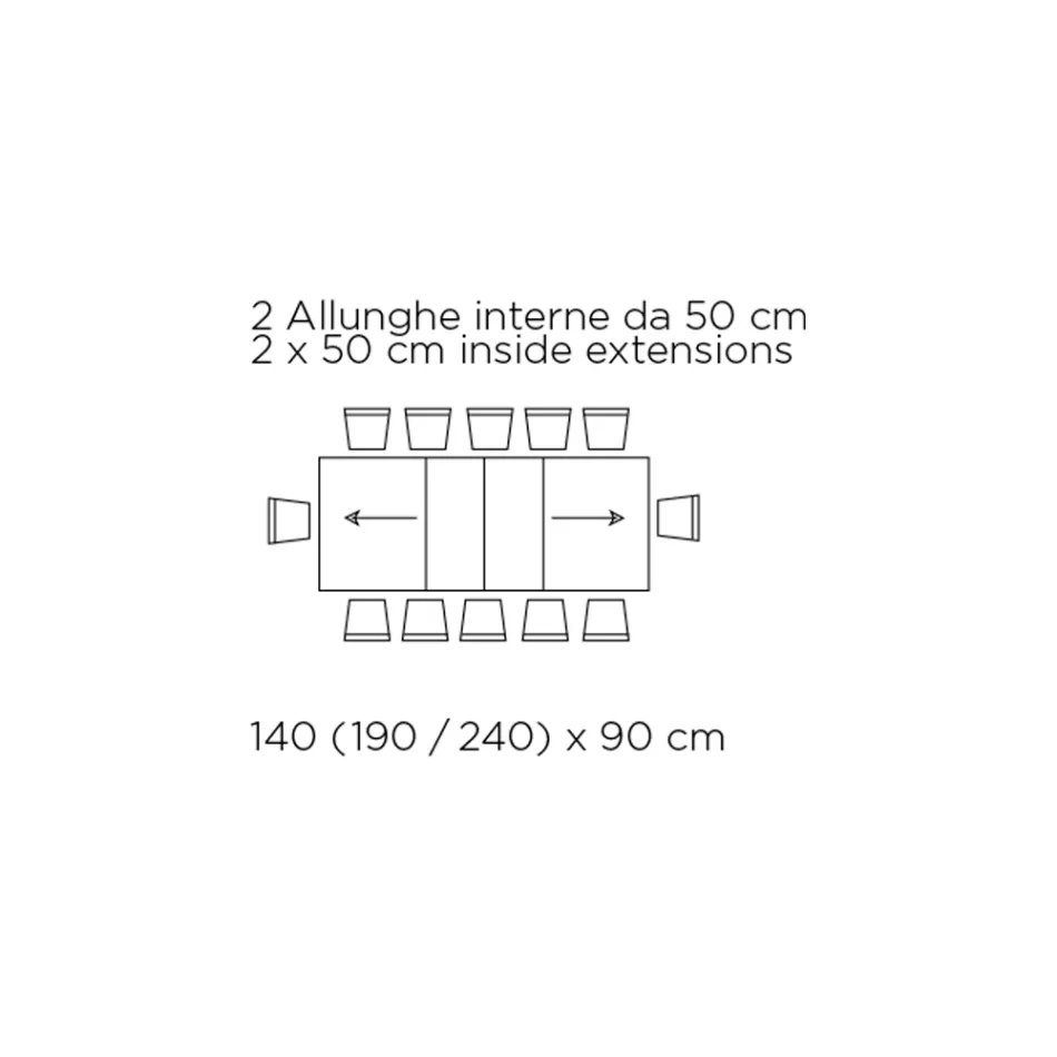 Utdragbart bord med synkroniserad central öppning i laminat - Settimmio Viadurini