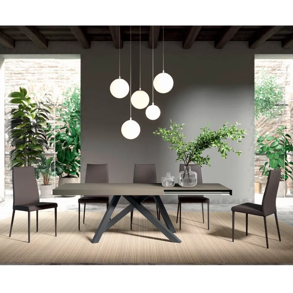 Utdragbart bord med synkroniserad sidoöppning i melamin - Settimmio Viadurini