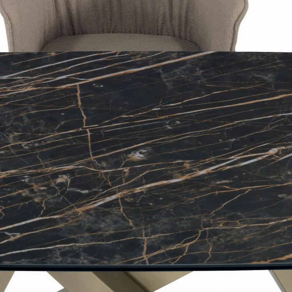 Utdragbart bord med bas och skiva i olika ytbehandlingar tillverkat i Italien - Settimmio Viadurini