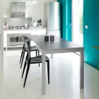 Utdragbart bord med ben i bokträ, L130 / 210xP80cm, Denisio Viadurini