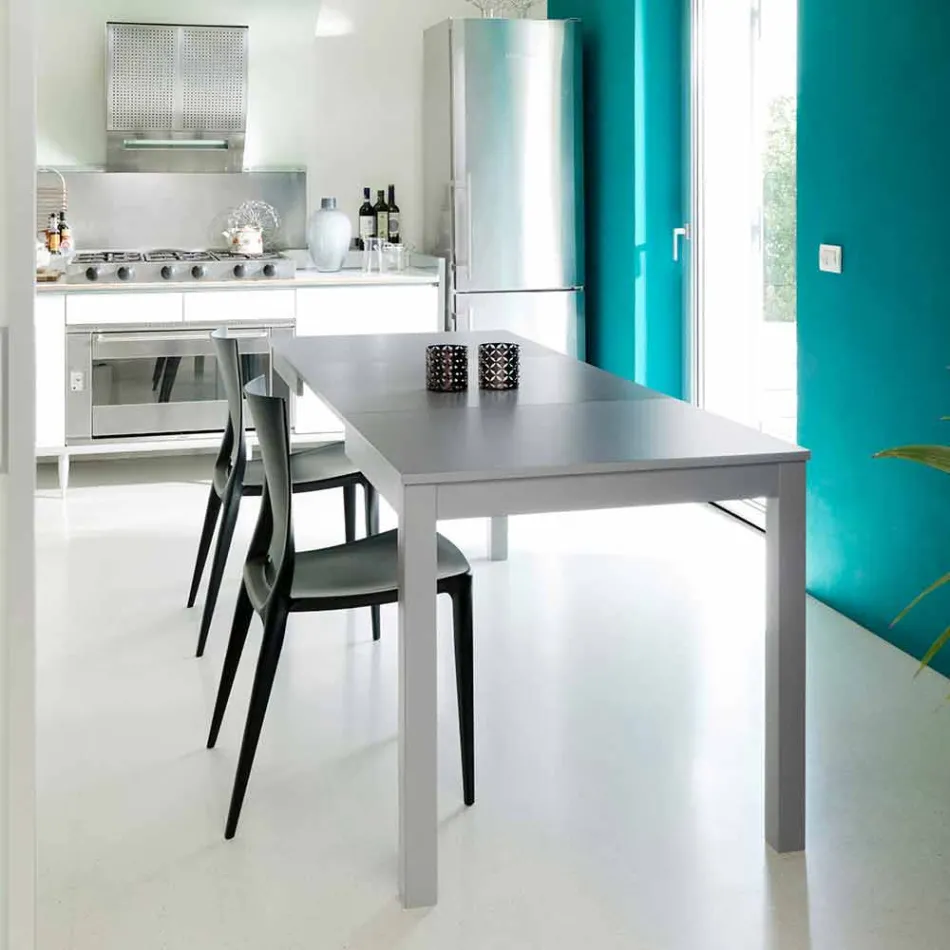 Utdragbart bord med ben i bokträ, L130 / 210xP80cm, Denisio Viadurini