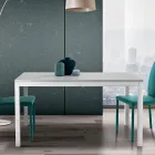 Utdragbart bord med vita metallben och melaminskiva - Shaila Viadurini