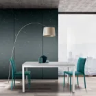 Utdragbart bord med vita metallben och melaminskiva - Shaila Viadurini