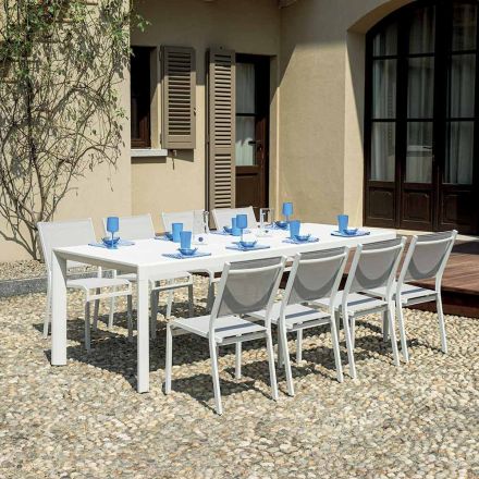 Utdragbart bord med glidande ben och aluminiumskiva - Supernova Viadurini