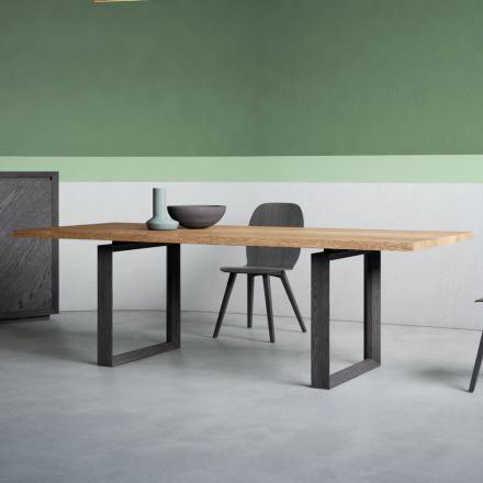 Utdragbart bord med avbarkade skiva och kant Tillverkat i Italien - Aravis Viadurini
