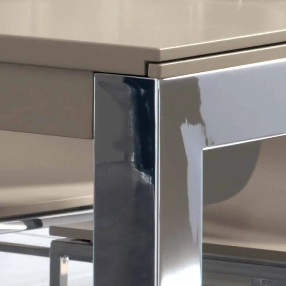 Förlängningsbart bord med Tanganika valnötträ och metallben - Ketla Viadurini