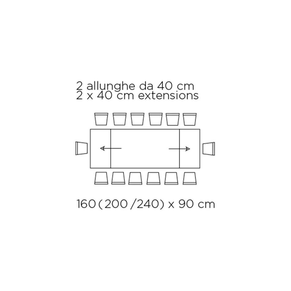 Utdragbart bord med glasskiva Tillverkat i Italien - Equatore Viadurini