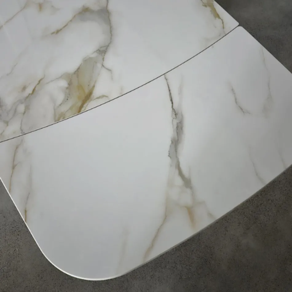 Utdragbart bord från 180 till 260 cm i sintrad stengods med Calacatta-finish - Vortex Viadurini
