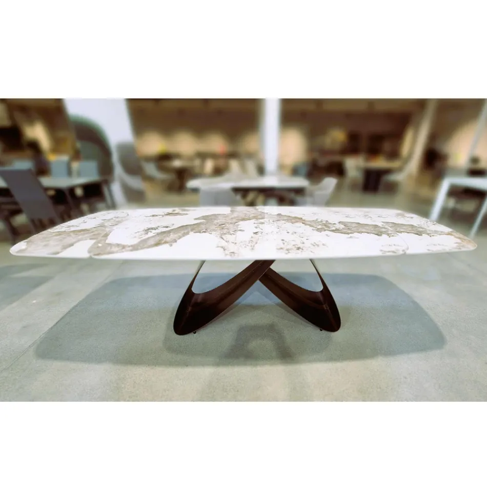 Utdragbart bord från 180 till 260 cm i sintrad sten Gres med Pandora-finish - Orion Viadurini