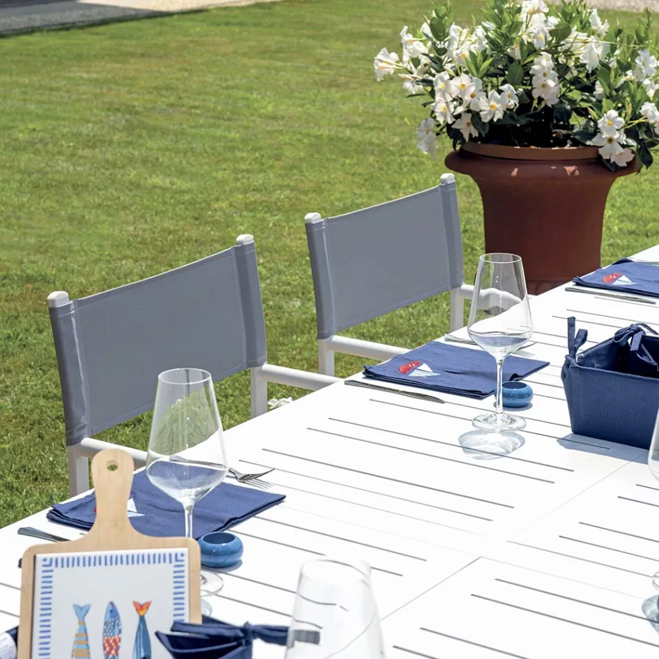Utdragbart bord för utomhusbruk med aluminiumskiva - Supernova Viadurini