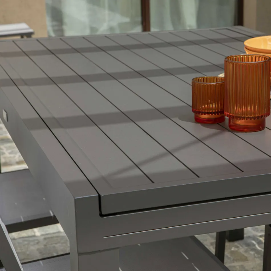 Utdragbart trädgårdsbord helt i aluminium - plåt Viadurini