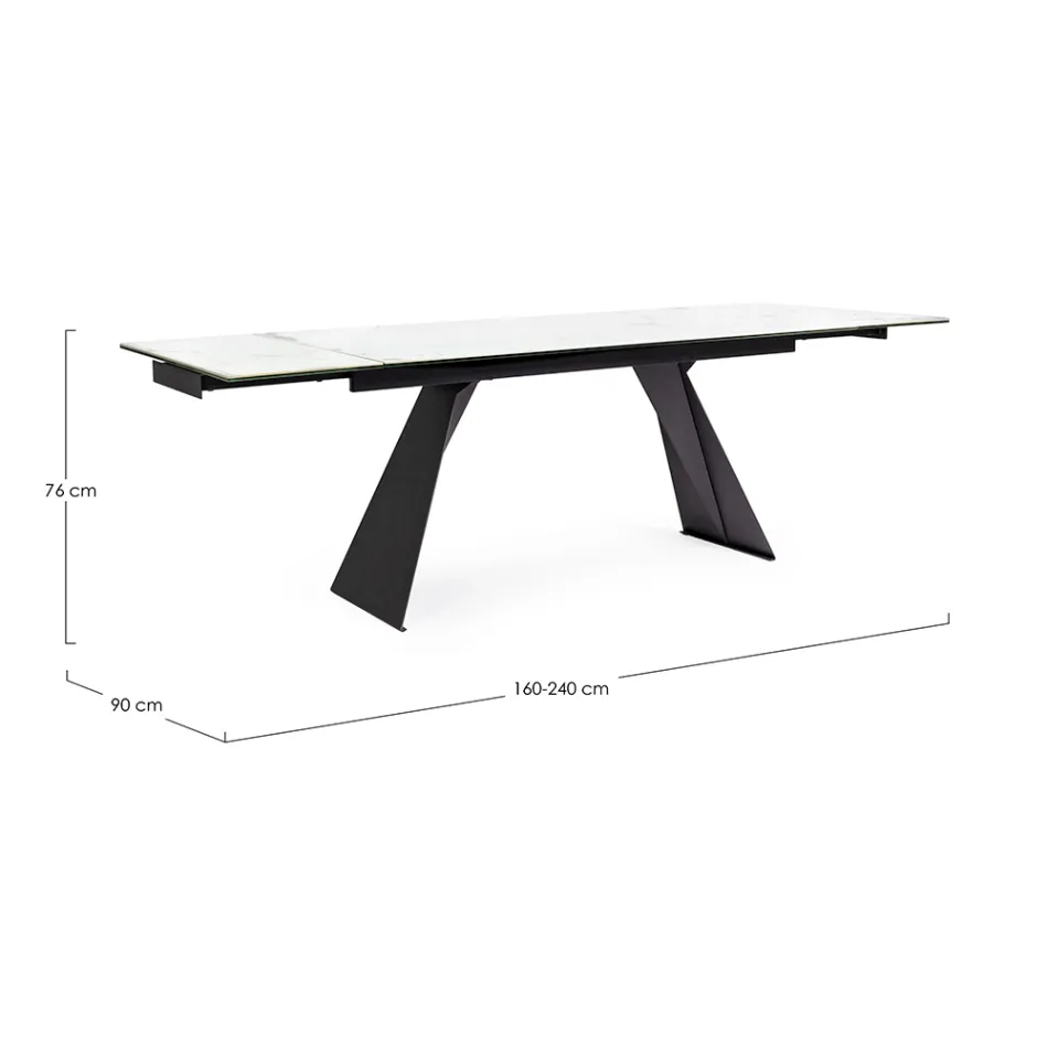Utdragbart matbord 240 cm Glas och keramikskiva - Barone Viadurini